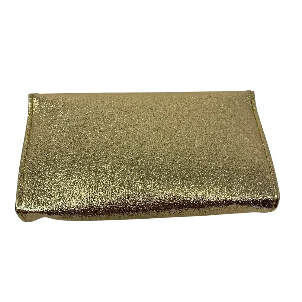 Vintage Gold Metallic Envelope Clutch Evening Bag Cocktail Wedding Formal Purse